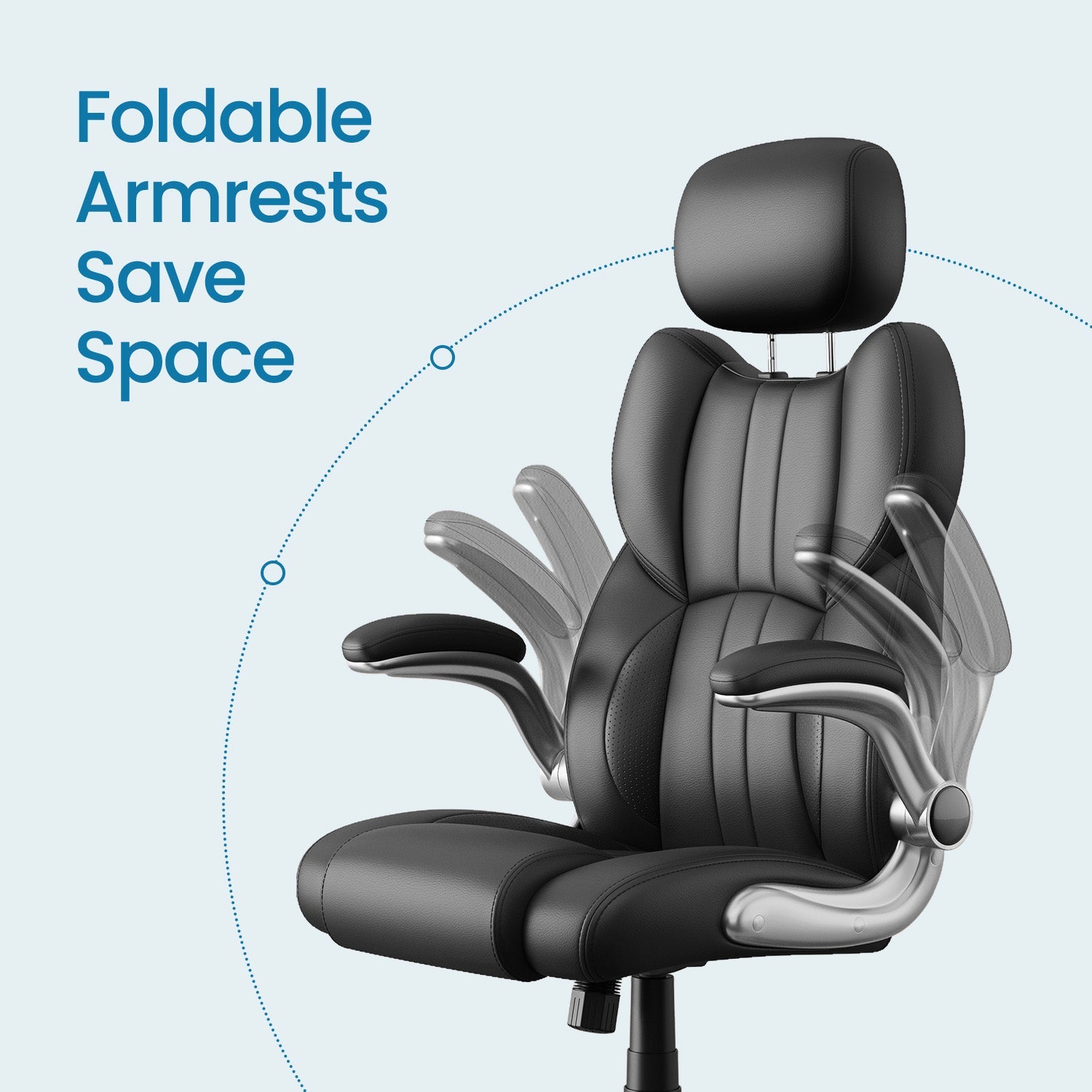 Ergonomic Gaming Office Chair – PU Leather – Black – Adjustable Headrest and Foldable Armrests