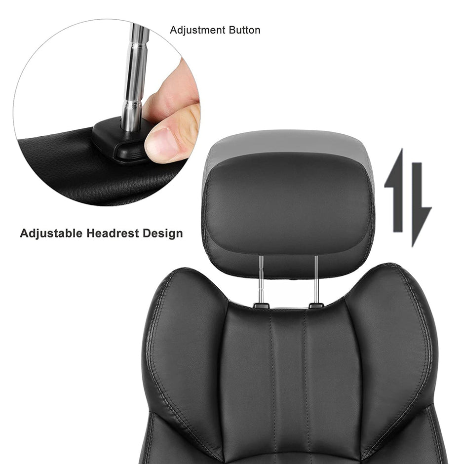 Swivel Office Chair – PU – Black – Adjustable Headrest and Flip-Up Armrests