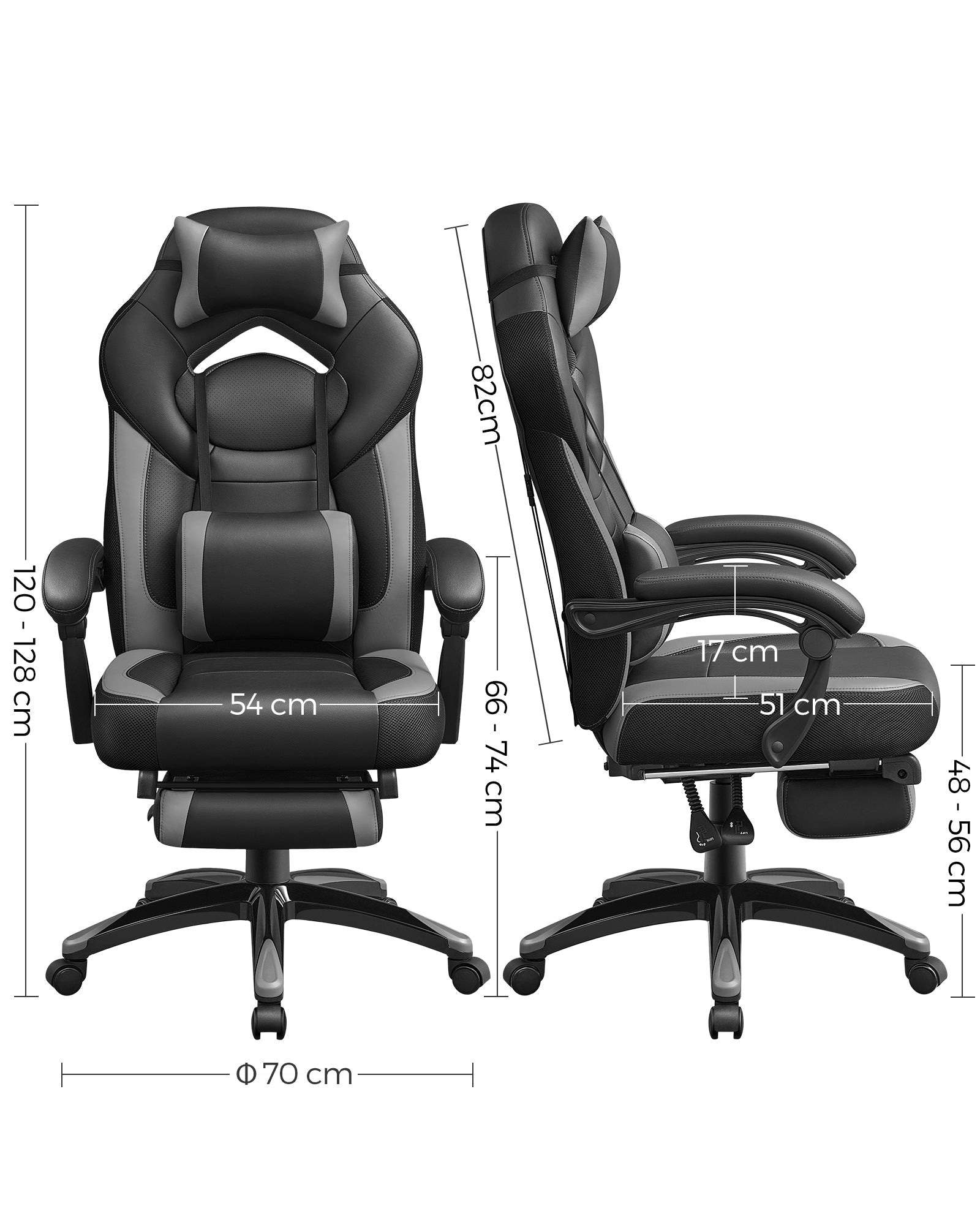 Gaming Chair – Fabric – Black and Red – Ergonomic Design with Adjustable Headrest and Footrest