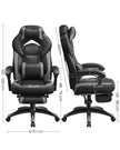 Gaming Chair – Fabric – Black and Red – Ergonomic Design with Adjustable Headrest and Footrest