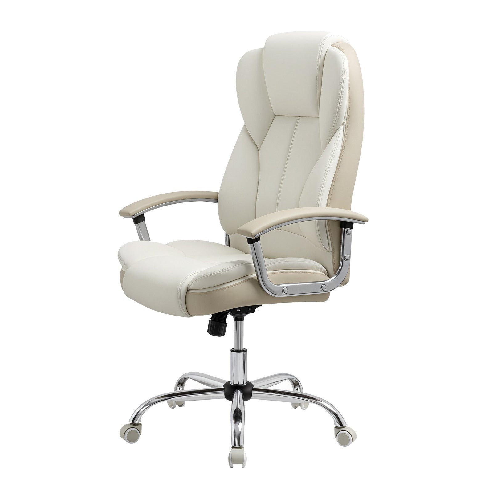 Office Chair – PU – White – High Back with Tilt Function and Armrests