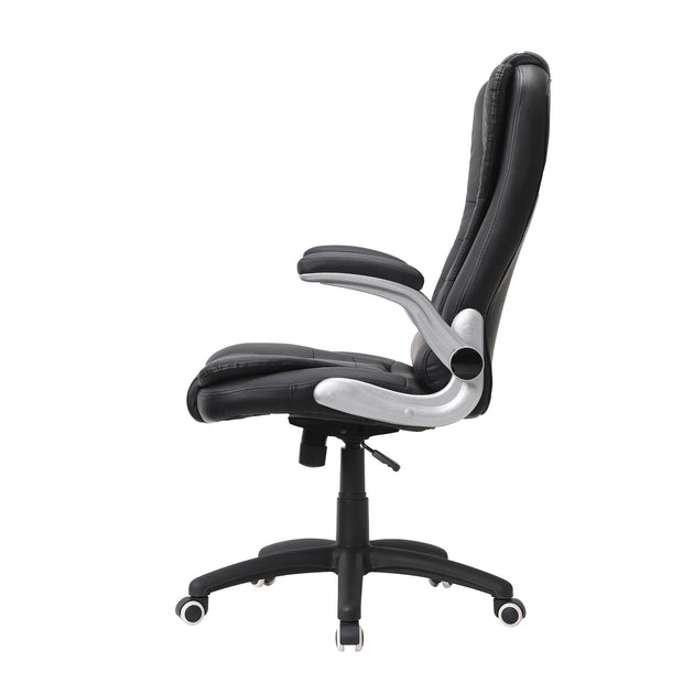 High Back Office Chair – Polyurethane – Black – Flip-Up Armrests