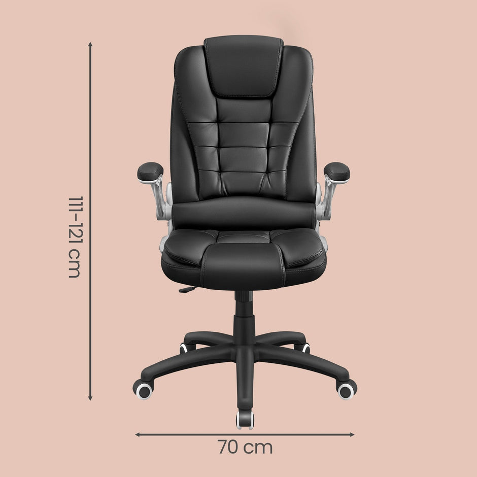 High Back Office Chair – Polyurethane – Black – Flip-Up Armrests