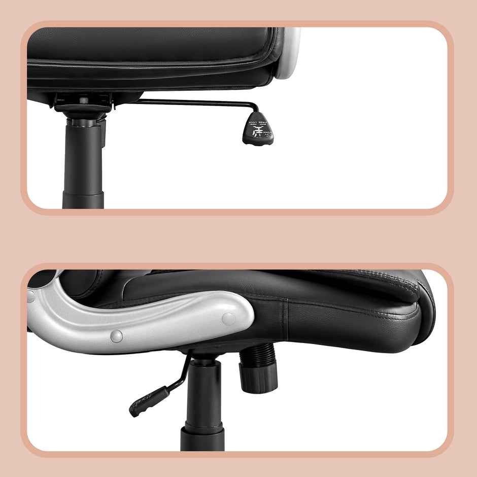 High Back Office Chair – Polyurethane – Black – Flip-Up Armrests