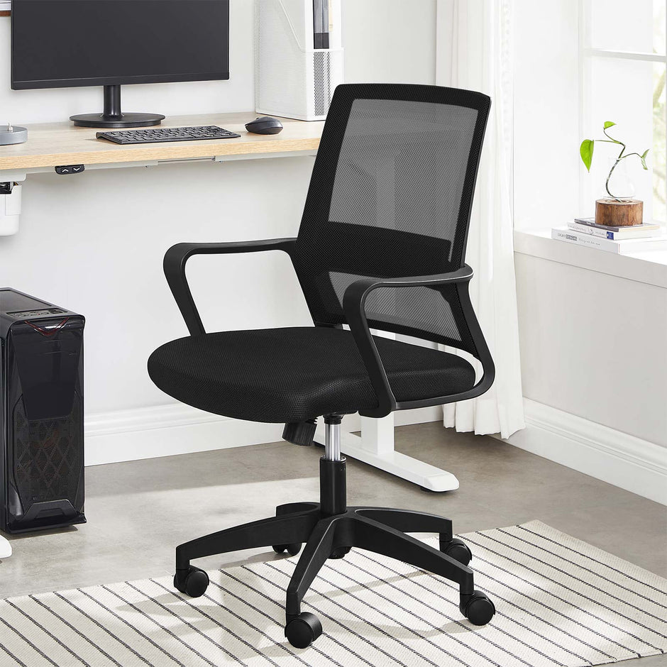 Office Chair – Mesh – Black – 360 Swivel with Adjustable Tilt Function