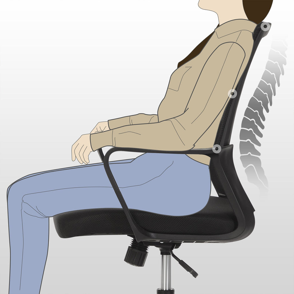Office Chair – Mesh – Black – 360 Swivel with Adjustable Tilt Function