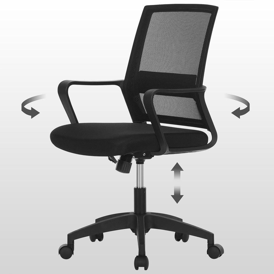 Office Chair – Mesh – Black – 360 Swivel with Adjustable Tilt Function