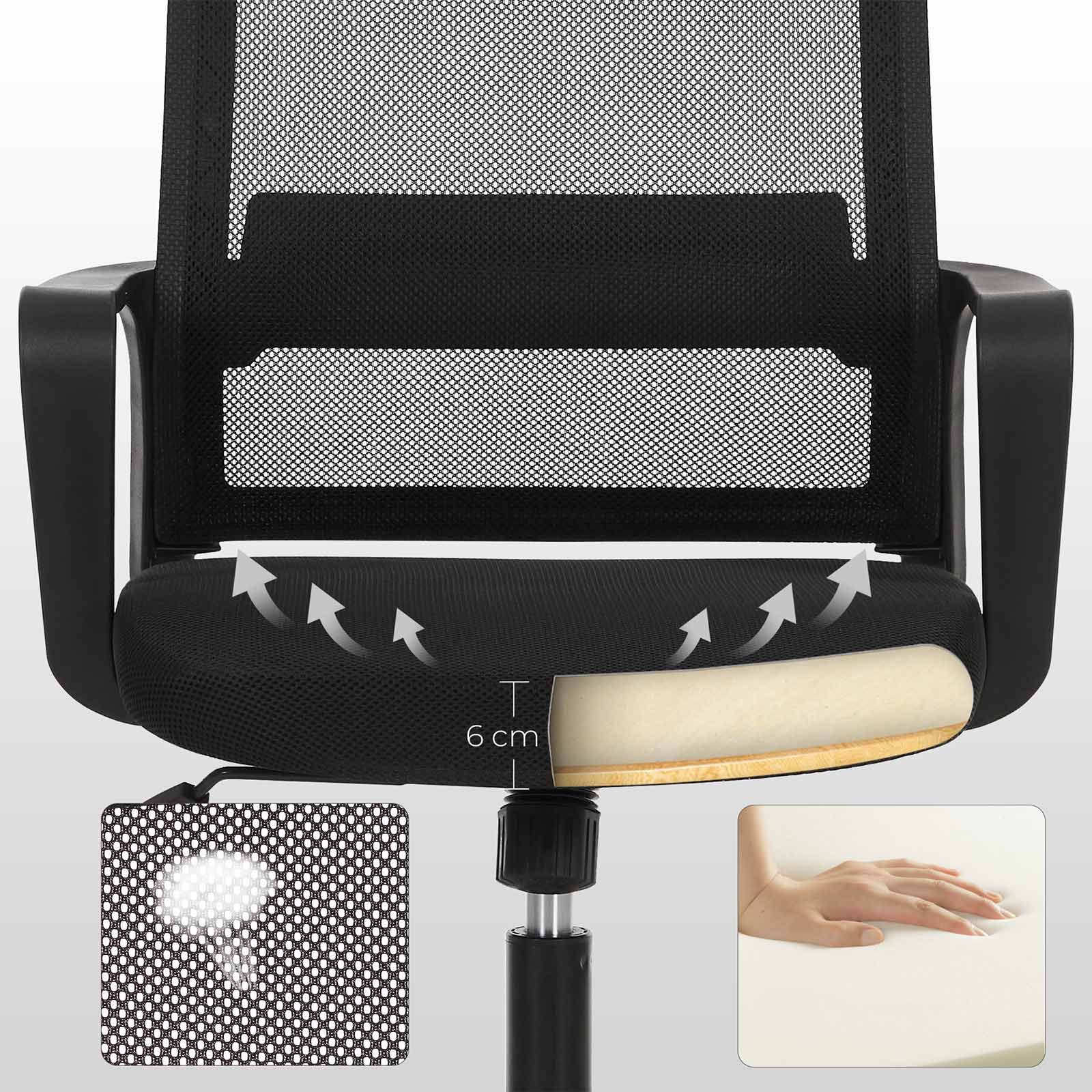 Office Chair – Mesh – Black – 360 Swivel with Adjustable Tilt Function