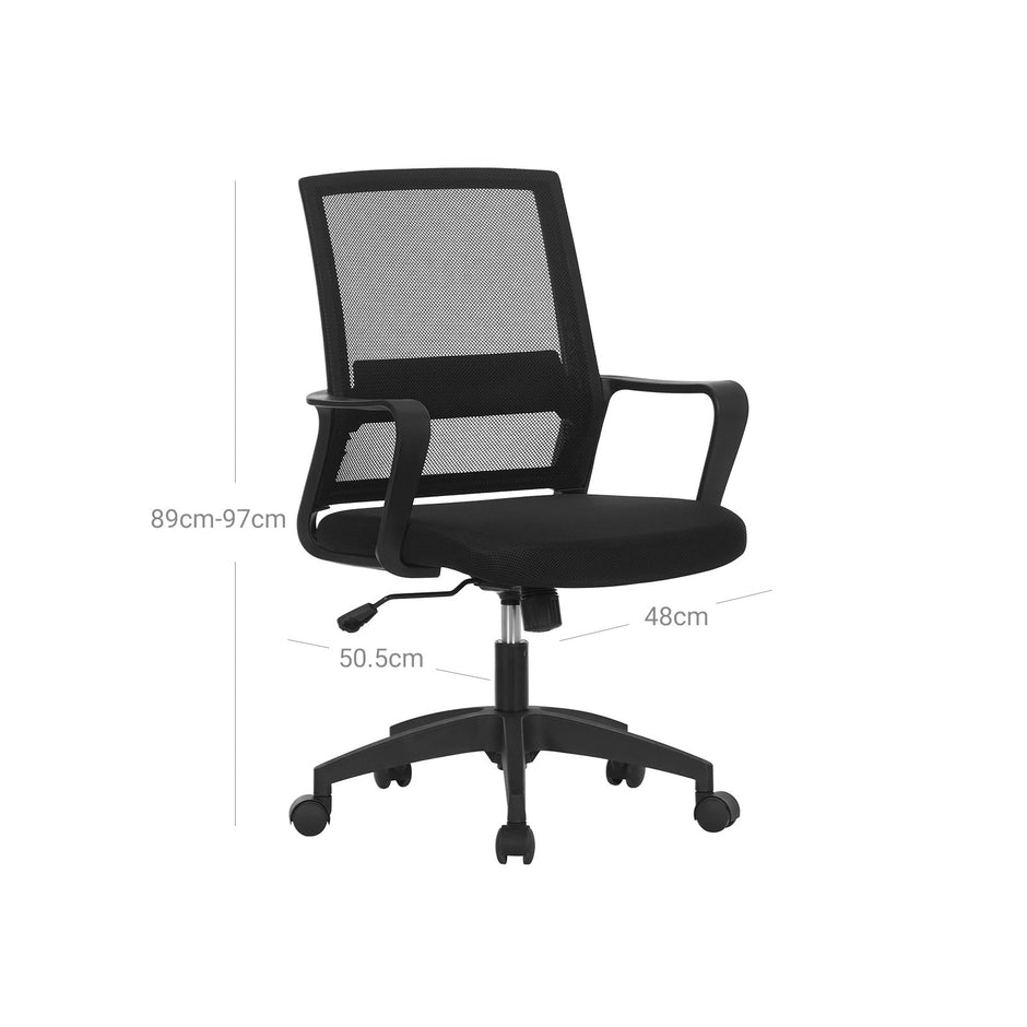 Office Chair – Mesh – Black – 360 Swivel with Adjustable Tilt Function
