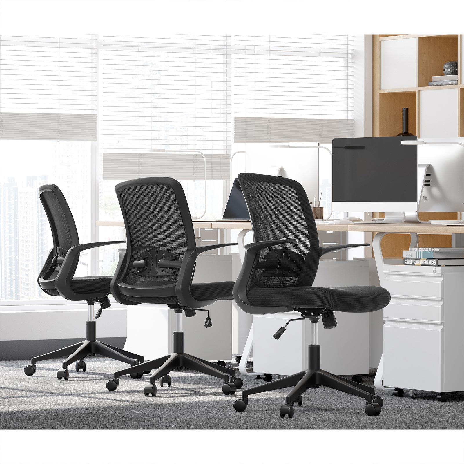Office Chair – Mesh – Black – Ergonomic Design with Armrest and Lumbar Support