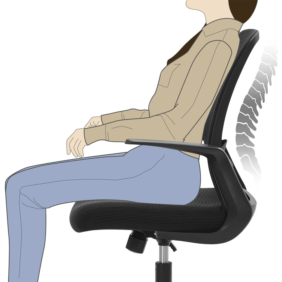 Office Chair – Mesh – Black – Ergonomic Design with Armrest and Lumbar Support