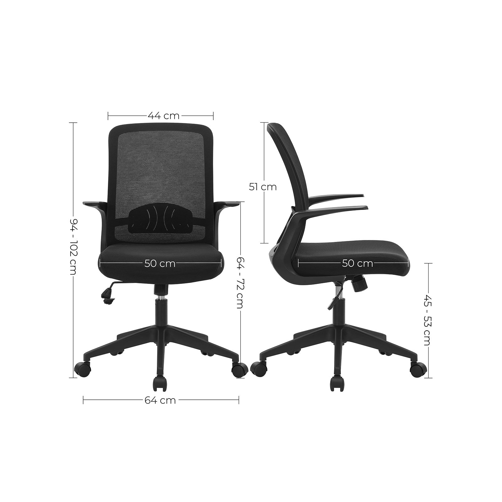 Office Chair – Mesh – Black – Ergonomic Design with Armrest and Lumbar Support