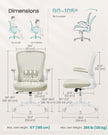 Ergonomic Office Chair – Mesh – Black – Adjustable Lumbar Support, Folding Armrests, 360° Swivel