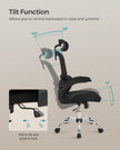 Ergonomic Office Chair – Mesh – Ink Black – High Back with Foldable Armrests and Adjustable Headrest