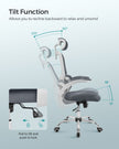 Ergonomic Office Chair – Mesh – Dove Grey – High Back with Lumbar Support and Foldable Armrests