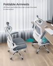 Ergonomic Office Chair – Mesh – Dove Grey – High Back with Lumbar Support and Foldable Armrests