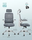 Ergonomic Office Chair – Mesh – Dove Grey – High Back with Lumbar Support and Foldable Armrests