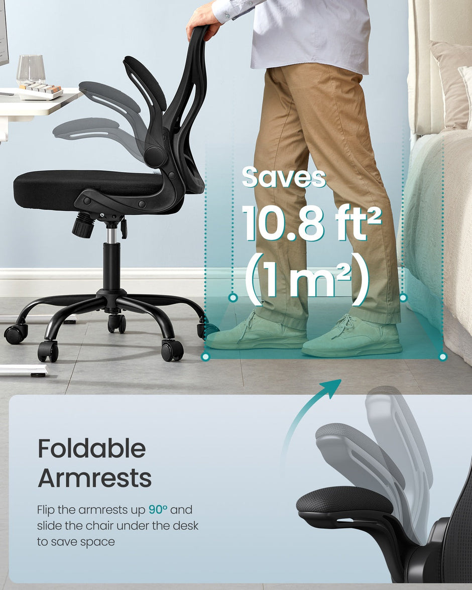 Ergonomic Office Chair – Mesh – Ink Black – Lumbar Support, Rocking Function, Flip-Up Armrests