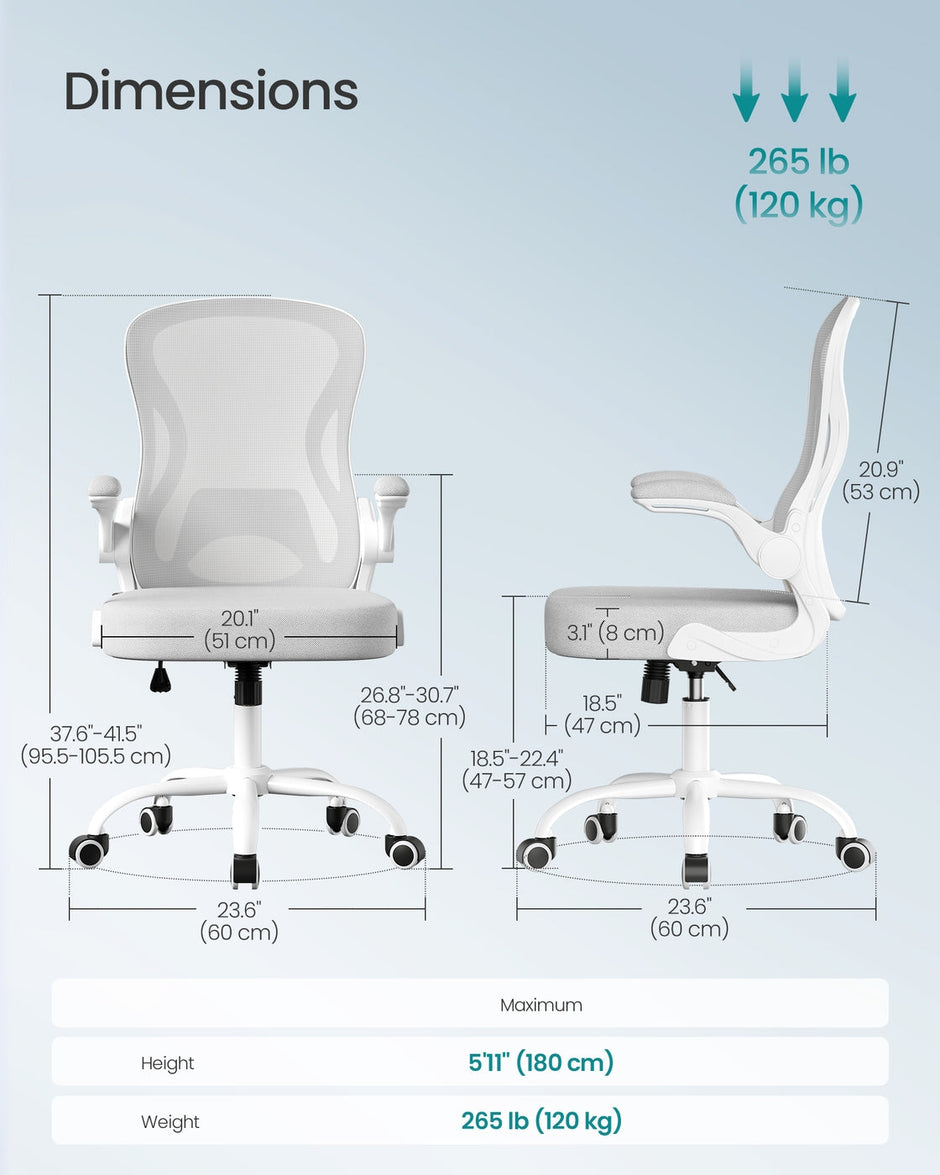 Ergonomic Office Chair – Mesh – Ink Black – Lumbar Support, Rocking Function, Flip-Up Armrests
