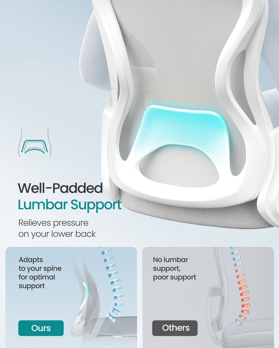 Ergonomic Office Chair – Mesh – Ink Black – Lumbar Support, Rocking Function, Flip-Up Armrests