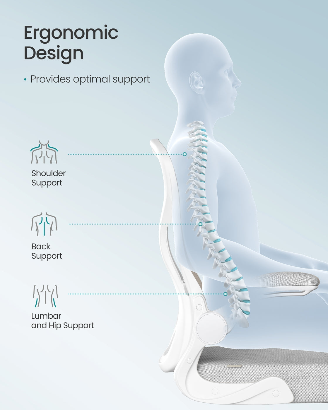 Ergonomic Office Chair – Mesh – Ink Black – Lumbar Support, Rocking Function, Flip-Up Armrests