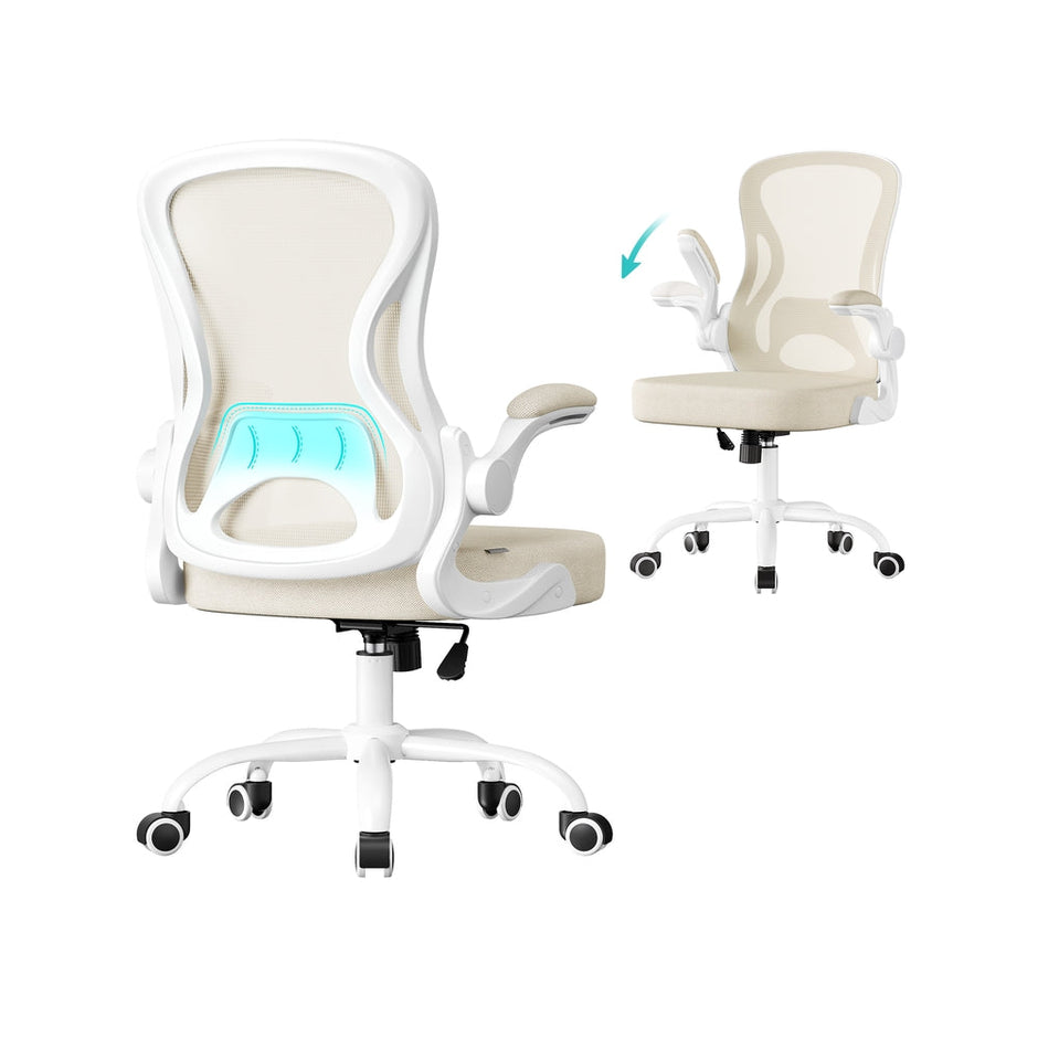 Ergonomic Office Chair – Mesh – Ink Black – Lumbar Support, Rocking Function, Flip-Up Armrests
