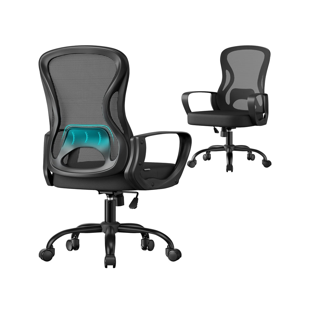 Ergonomic Office Chair – Mesh – Ink Black – Lumbar Support, Rocking Function, Flip-Up Armrests