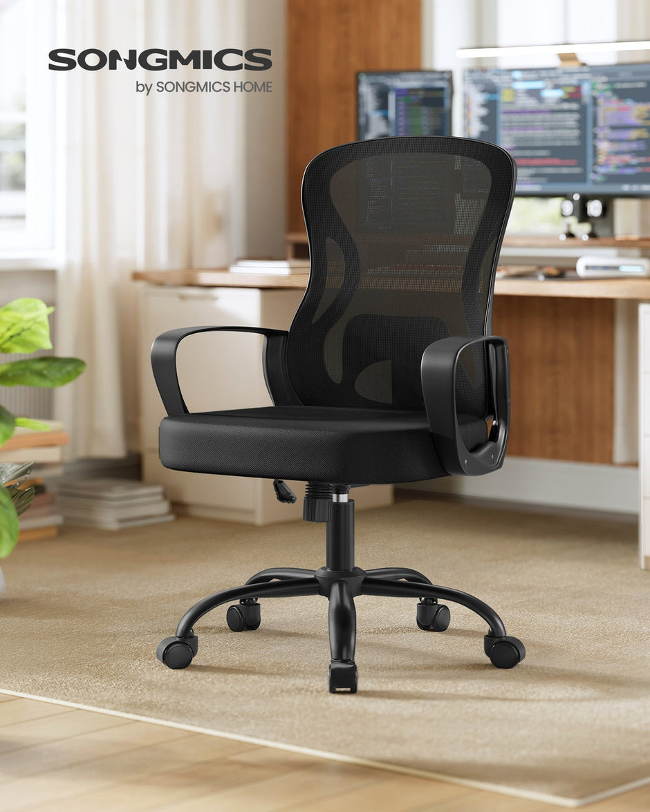 Ergonomic Office Chair – Mesh – Ink Black – Lumbar Support, Rocking Function, Flip-Up Armrests
