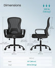 Ergonomic Office Chair – Mesh – Ink Black – Lumbar Support, Rocking Function, Flip-Up Armrests