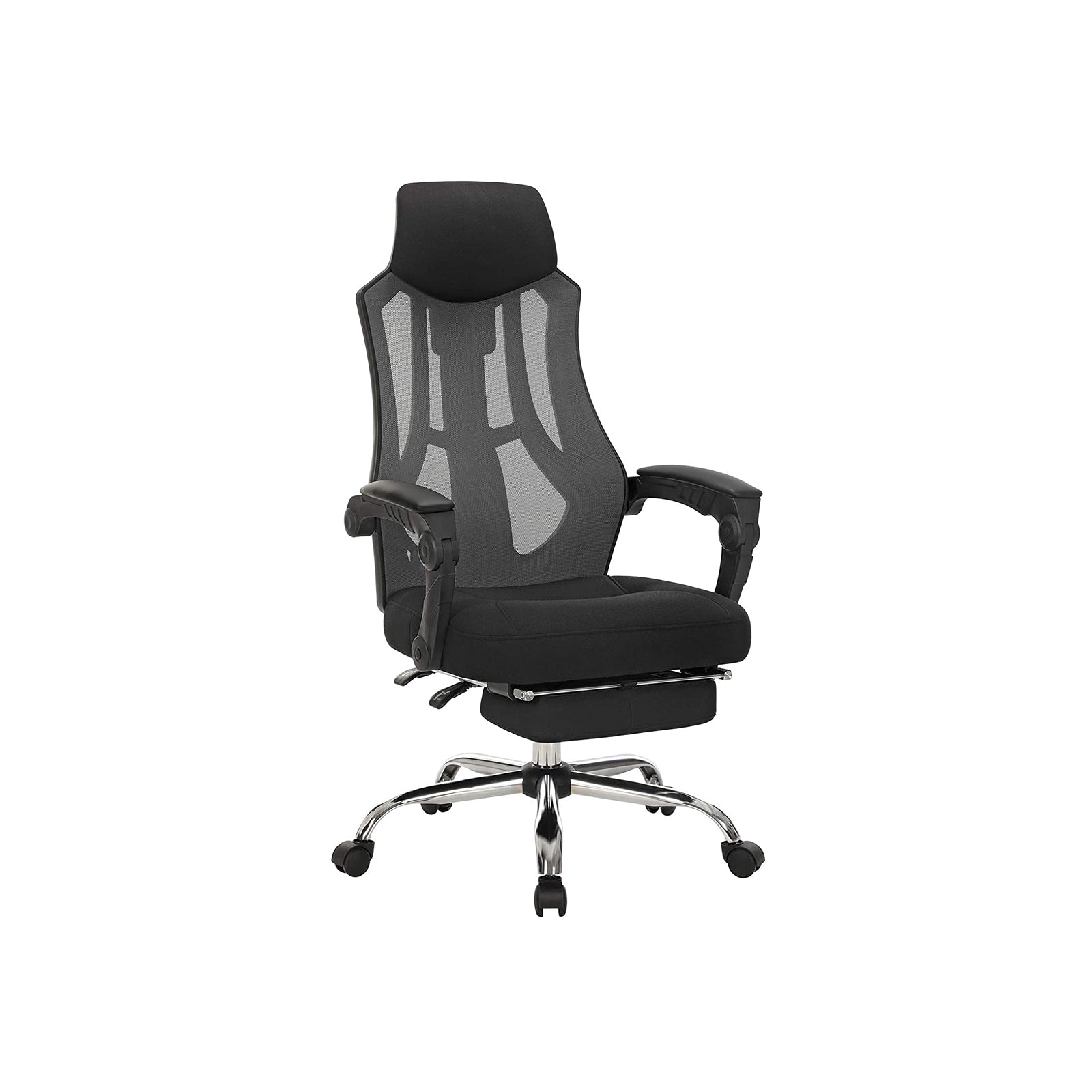 Ergonomic Swivel Chair – Mesh – Black and Dark Grey – Adjustable Height, Headrest, and Footrest