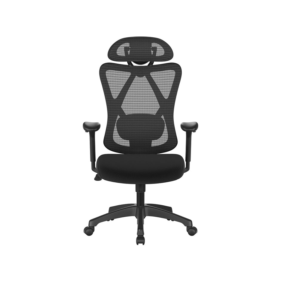 Ergonomic Office Chair – Mesh Fabric – Black – Adjustable Lumbar Support and Headrest