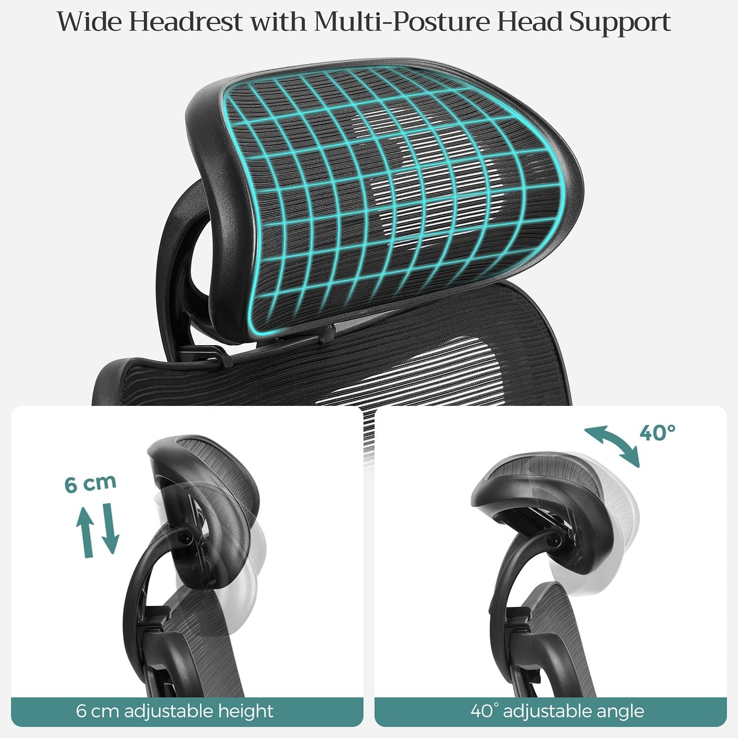 Ergonomic Office Chair – Mesh Fabric – Black – Adjustable Lumbar Support and Headrest