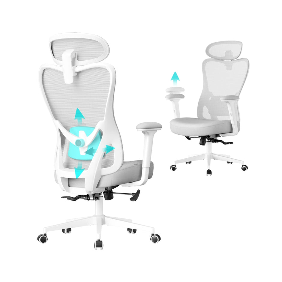 Ergonomic Office Chair – Fabric – Ink Black – Adjustable Lumbar Support and Headrest, 150 kg Weight Capacity