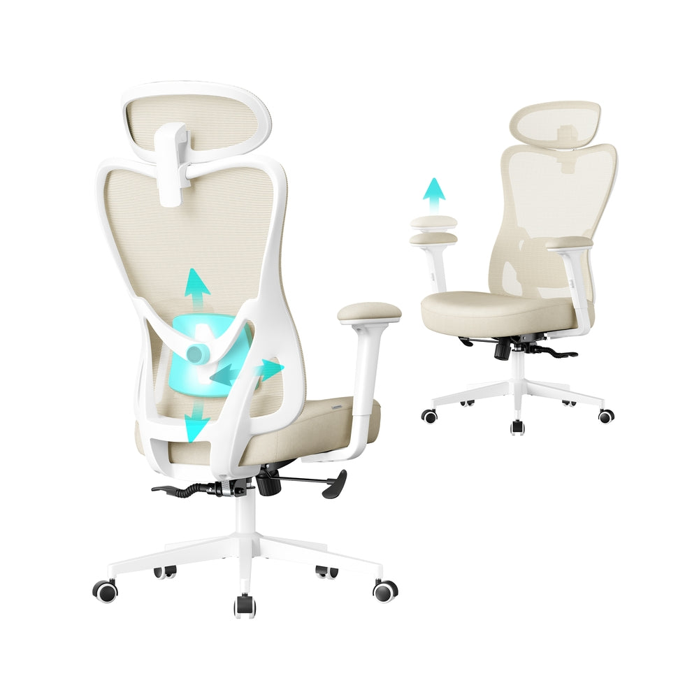 Ergonomic Office Chair – Fabric – Ink Black – Adjustable Lumbar Support and Headrest, 150 kg Weight Capacity