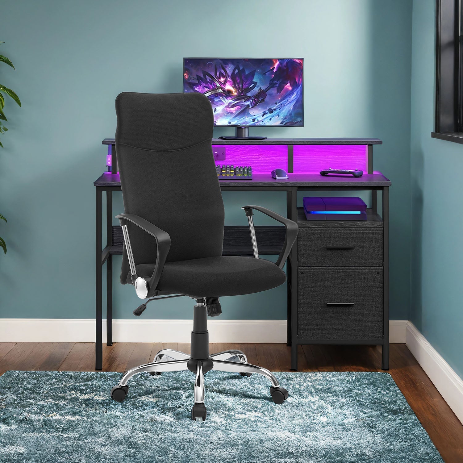 Ergonomic Office Chair – Upholstered Fabric – Dove Grey – Adjustable Height and Tilt Function