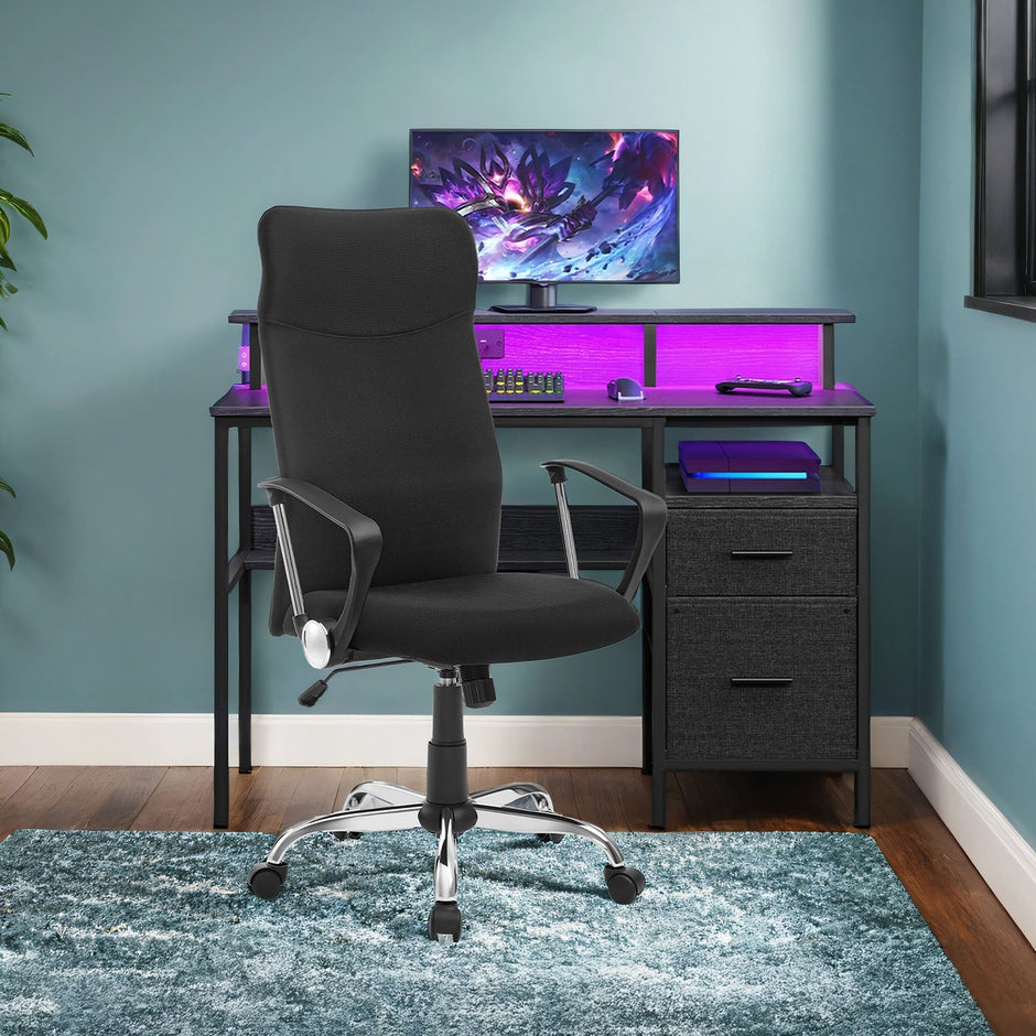 Ergonomic Office Chair – Upholstered Fabric – Dove Grey – Adjustable Height and Tilt Function