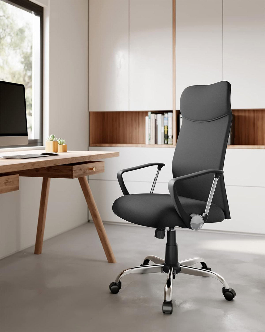 Ergonomic Office Chair – Upholstered – Dove Grey – Adjustable Height and Tilt Function