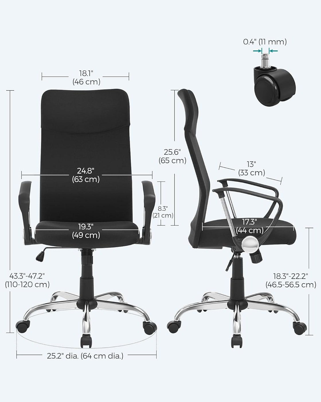 Ergonomic Office Chair – Upholstered – Dove Grey – Adjustable Height and Tilt Function