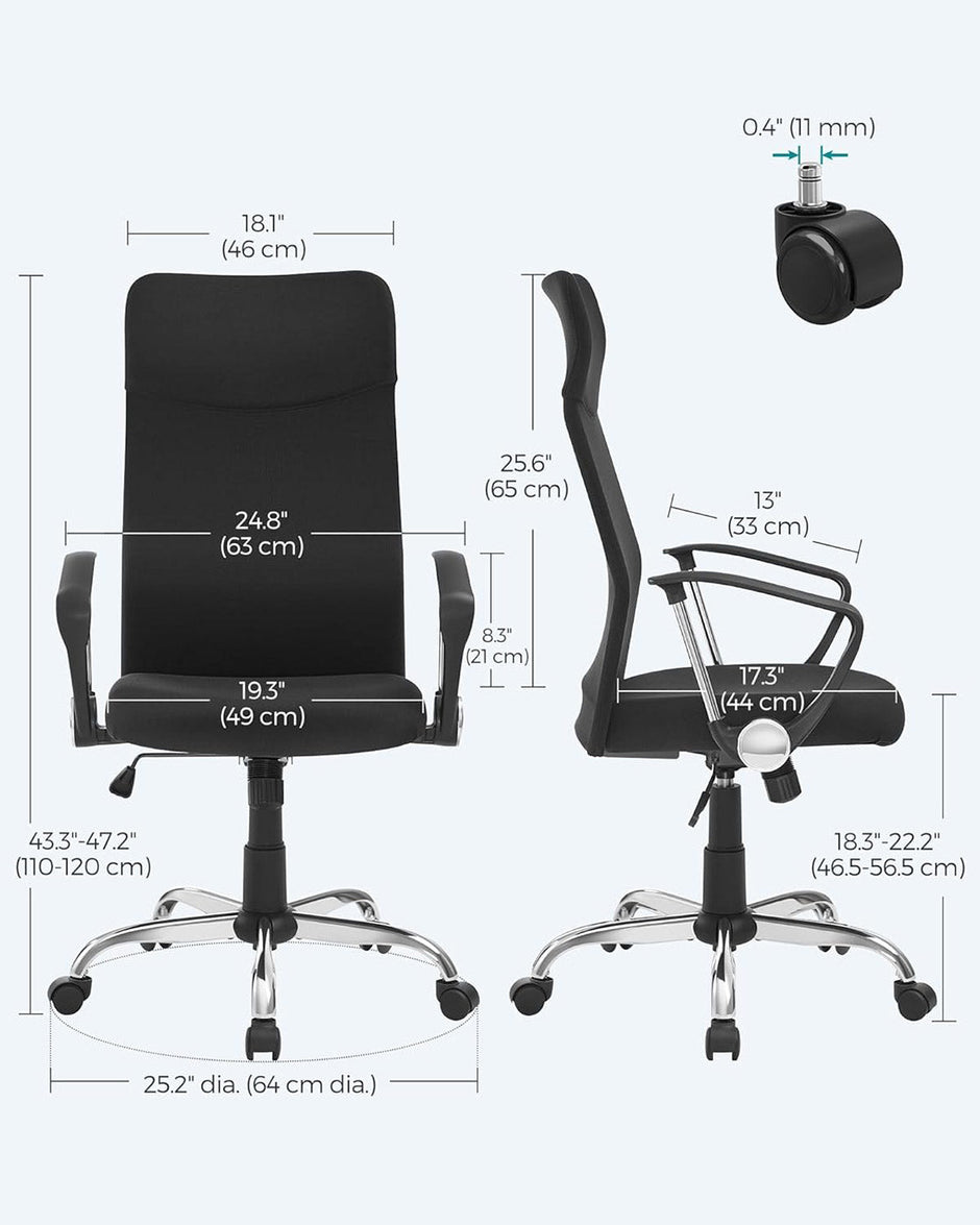 Ergonomic Office Chair – Upholstered – Dove Grey – Adjustable Height and Tilt Function