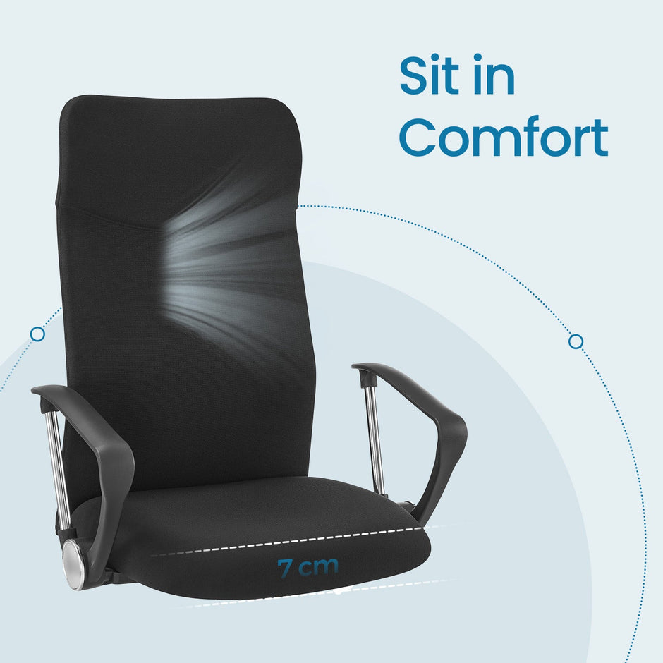 Ergonomic Office Chair – Upholstered Fabric – Dove Grey – Adjustable Height and Tilt Function