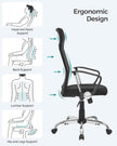 Ergonomic Office Chair – Upholstered – Dove Grey – Adjustable Height and Tilt Function
