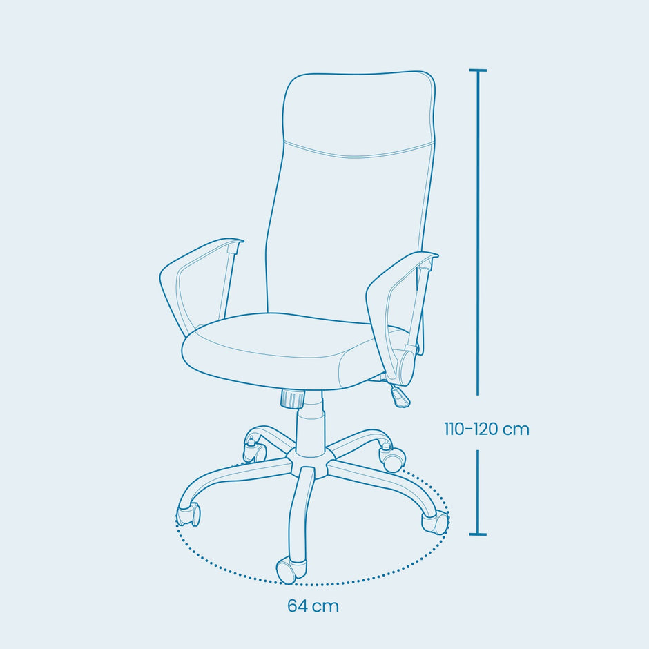 Ergonomic Office Chair – Upholstered Fabric – Dove Grey – Adjustable Height and Tilt Function