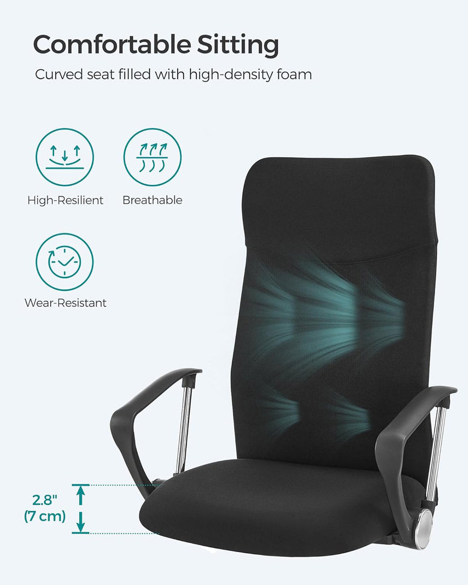 Ergonomic Office Chair – Upholstered – Dove Grey – Adjustable Height and Tilt Function