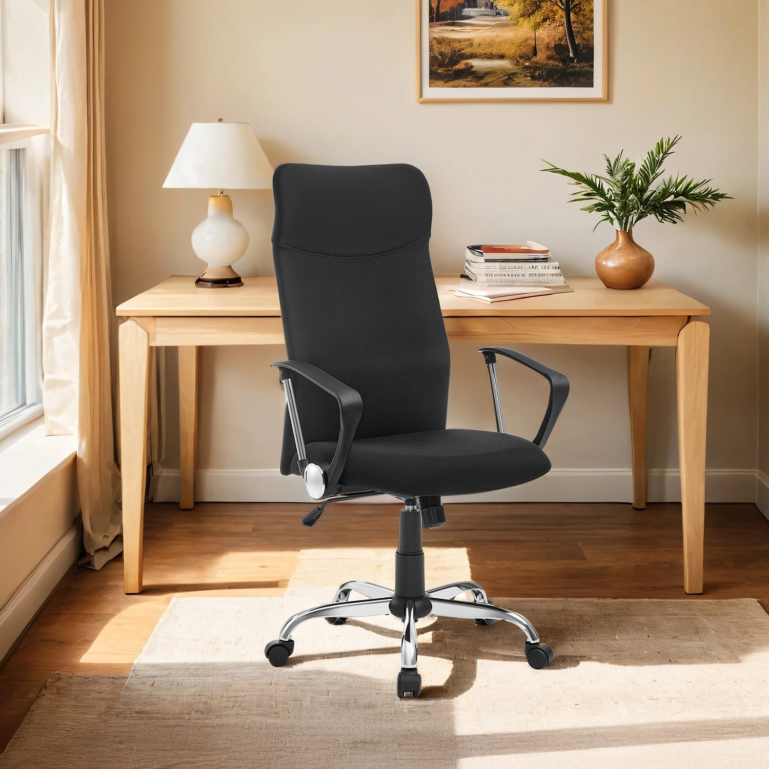 Ergonomic Office Chair – Upholstered Fabric – Dove Grey – Adjustable Height and Tilt Function