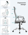 Ergonomic Office Chair – Upholstered – Dove Grey – Adjustable Height with Tilt Function