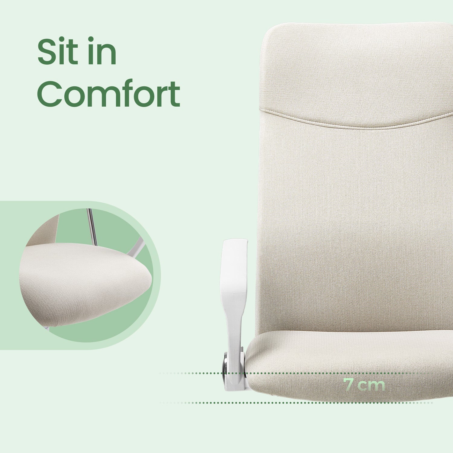 Ergonomic Desk Chair – Upholstered – Beige – Adjustable Height and Tilt Function, 120 kg Load Capacity
