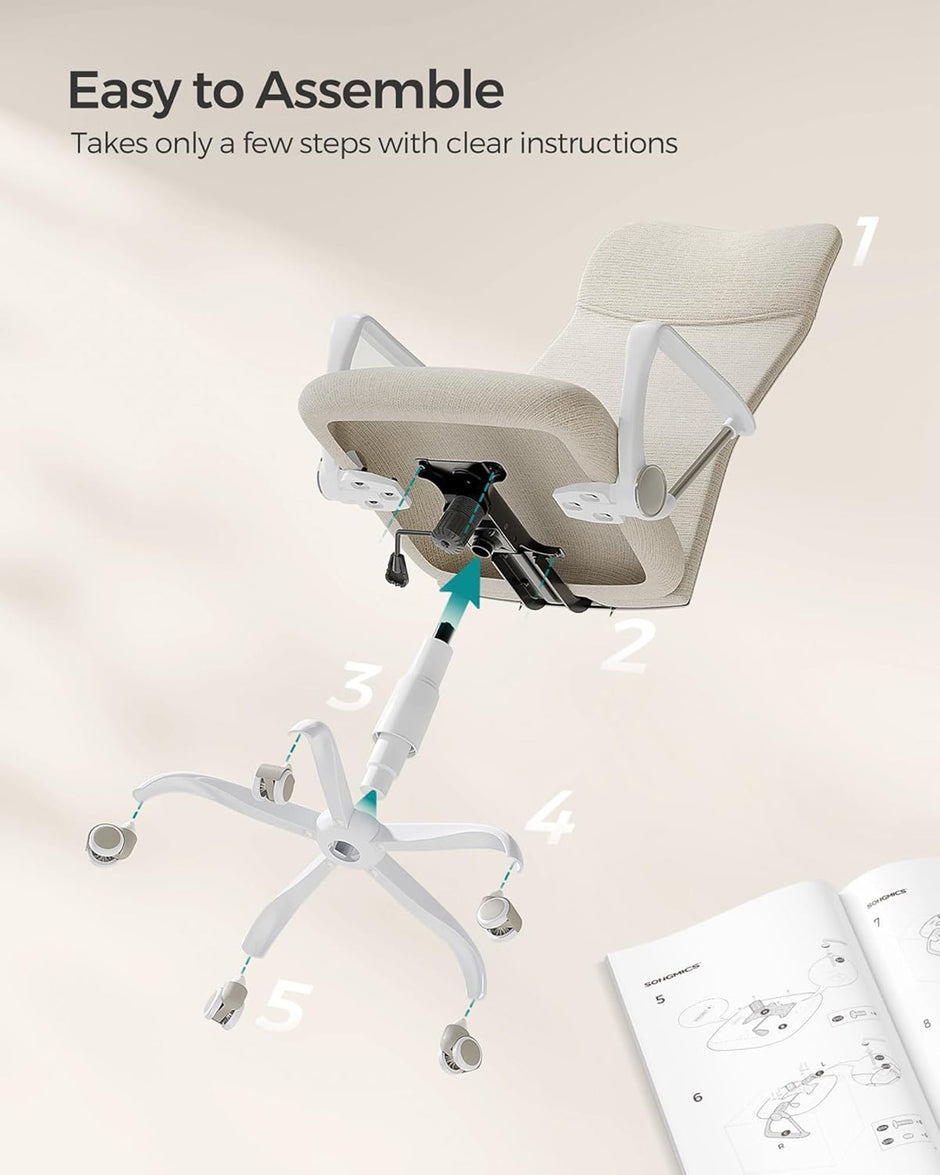 Ergonomic Office Chair – Upholstered – Cappuccino Beige – Adjustable Height and Tilt Function