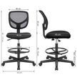 Drafting Stools – Mesh – Black – Ergonomic Design with Adjustable Height Footrest, Set of 2