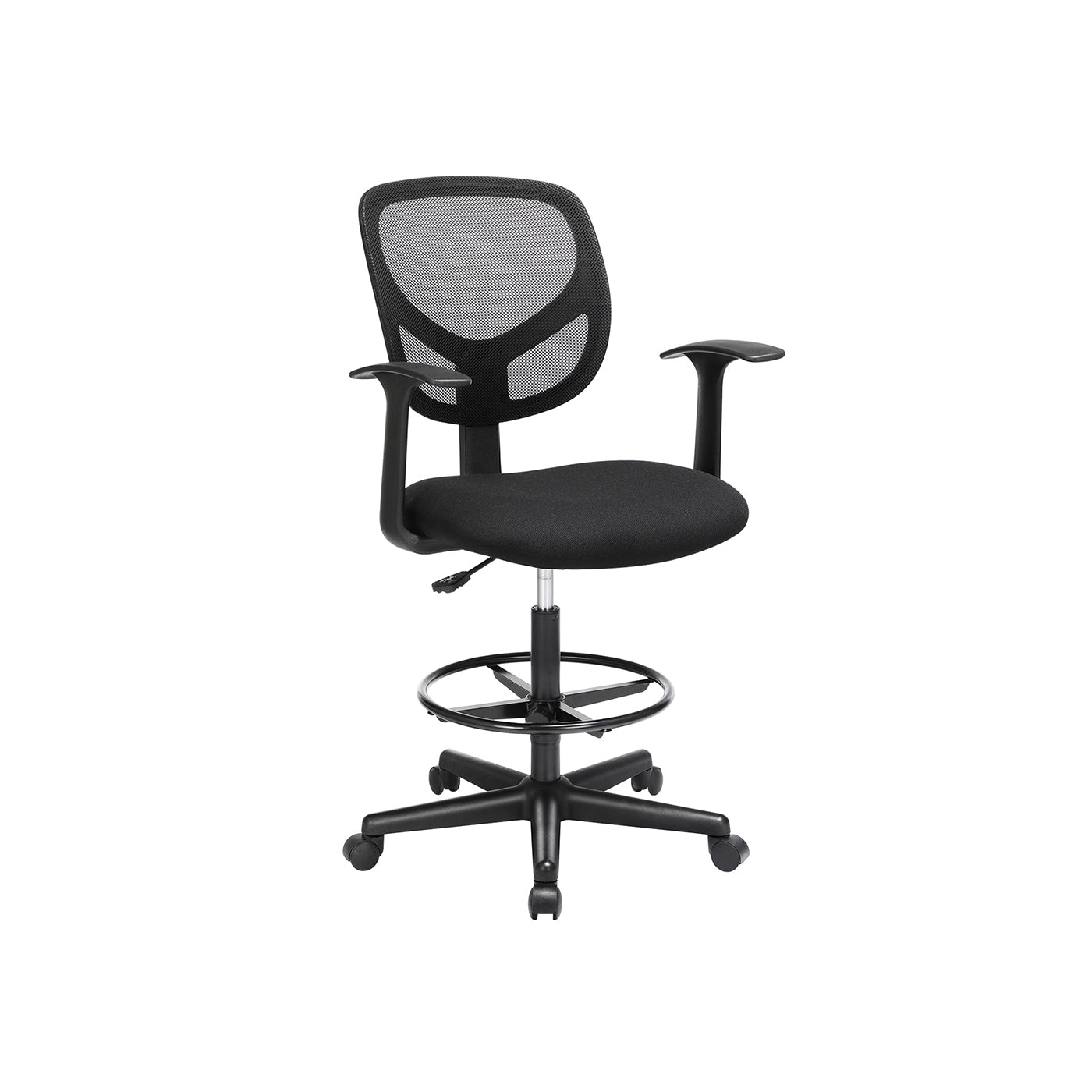 Drafting Stool – Mesh – Black – Ergonomic Design with Height Adjustable Footrest and 360° Swivel