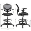 Drafting Stool – Mesh – Black – Ergonomic Design with Height Adjustable Footrest and 360° Swivel